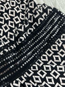 Embellished Black &amp; White Geometric Dress