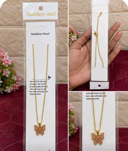 Butterfly Pendant Necklace - Stainless Steel