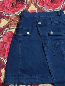 Denim Wrap Skirt with silver Buttons