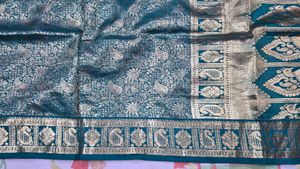 Elegant Teal &amp; Gold Banarasi Saree