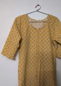 Yellow Printed Kurti