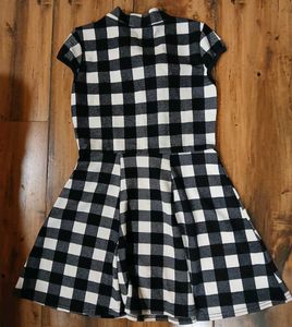 Gingham Tie-Neck Fit &amp; Flare Dress