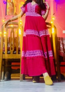 Gorgeous Pink Tiered Lace Gown