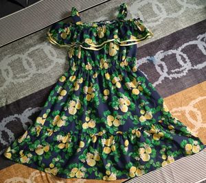 🇰🇷Cute Lemon Print Off-Shoulder Dress