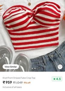 Striped Twist Front tube Top
