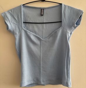 GLARE &amp; BLAIR Solid Sweetheart Neck Short Sleeves