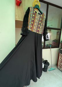 Elegant Black Embroidered Gown