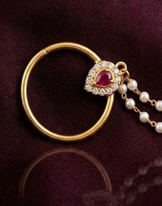 Elegant Pearl &amp; Ruby Nose Ring