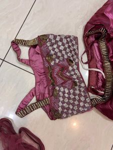purple lengha with heavy blouse and dupatta