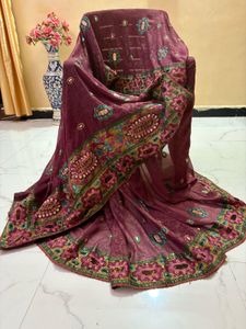 multicolour work Embroidered Saree