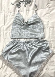 Two-piece satin pajama set