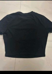 Black Graphic Print Cropped T-Shirt