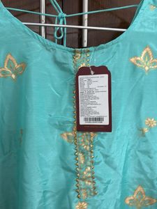 Beautiful Blue Kurta set with Gold Print