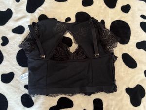 black lace longline bra/blouse