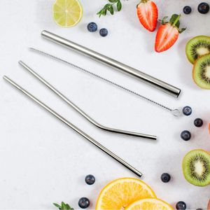 Stainless steel straws - pack of 4 with clea