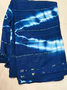 Beautiful Blue Saree with Embellishments