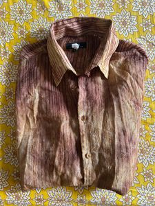 Crinkle Sheer Button-Up Shirt | XL