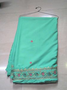 Beautiful Sea Green Embroidered Saree