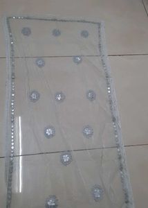 Embellished Net Dupatta with Mirror Work