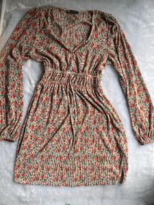 Zara Floral Print Ruched Waist Dress