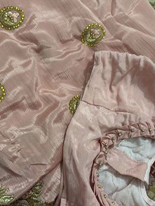 Elegant Pink Embroidered Saree