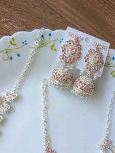 Elegant Pink Stone Jewellery Set
