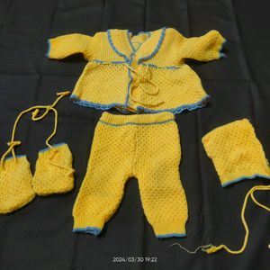 Yellow Beautiful Woolen Girls Dress