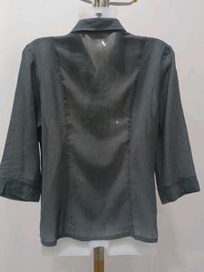 Elegant Gray Button-Down Top