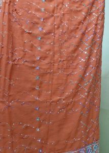 Embellished Orange Saree