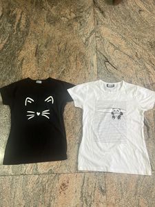 Cute Cat & Panda T-Shirts - Set of 2
