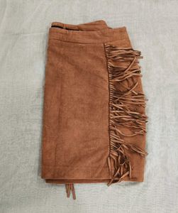 Fringe Suede Mini Skirt with top