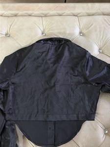 Black Long Sleeve Cropped Blouse