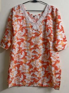 Orange Floral Print Kurta