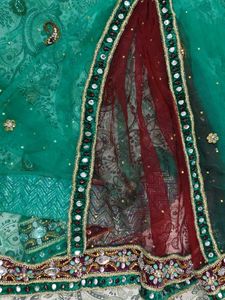 Beautiful Green stone work ready to wear saree