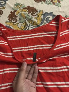 Red and White Striped Top