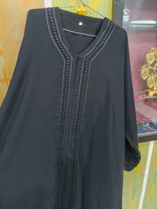 Elegant Black Abaya with Detailed Embroidery