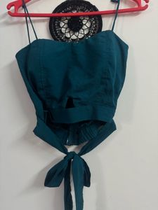 Teal Cut-out crop top