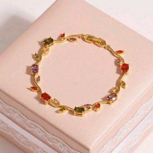 Gold-Tone Multi-Color Gemstone Bracelet
