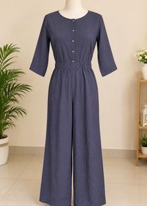 Chic black with golden Button-Up jumpsuit