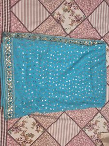 Stunning Blue Embellished Saree