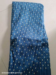 Blue saree with Gold Print