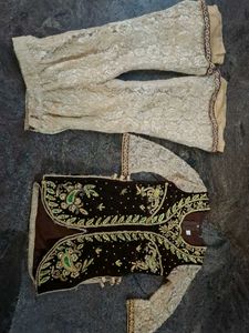 Embroidered Kurta Set with Lace Pants