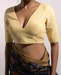 Elegant Yellow V-Neck Blouse