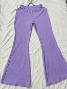 Lavender Ribbed Flare Pants