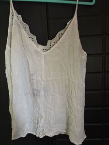 Boho White deep neck Camisole Top 🤍