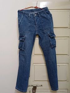 Blue Denim Cargo Jeans