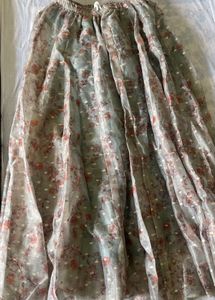 Floral Print Organza Skirt