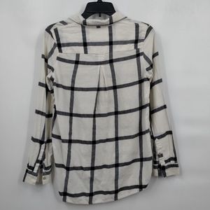 Women's White &amp; Black Plaid Button-Up Shirt