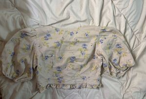 Floral Puff Sleeve coquette crop top