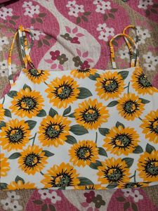 Sunflower Print Mini Skirt